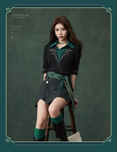 Genshin Impact Alhaitham knit shirt sleeve embroidery detail