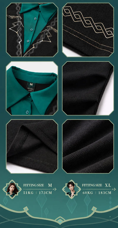 Alhaitham knit shirt front and back product display