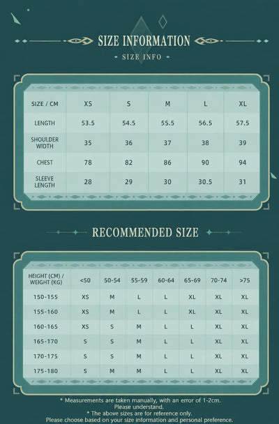 Genshin Impact Alhaitham knit shirt size chart and recommended size guide