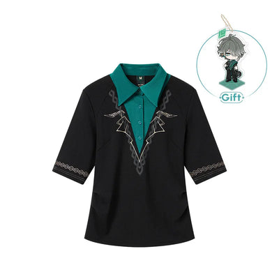 Genshin Impact Alhaitham knit shirt front and back view on white background