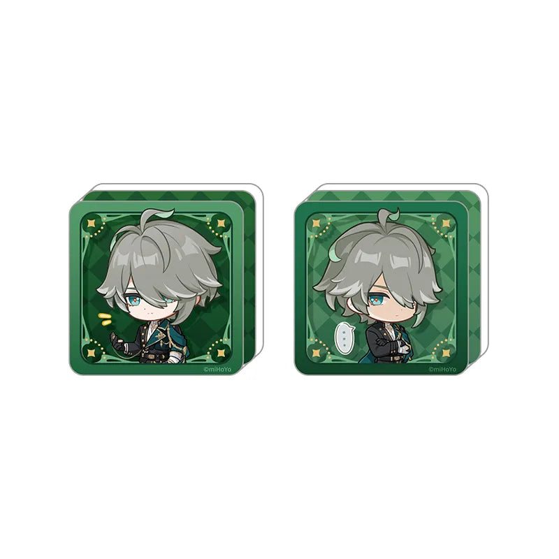 Genshin Impact Alhaitham Resplendent Feast acrylic stamp block featuring chibi Alhaitham illustration and self-standing design