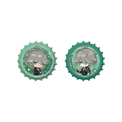 Genshin Impact Alhaitham Resplendent Feast chibi magnetic bottle-cap badge set with collectible character designs