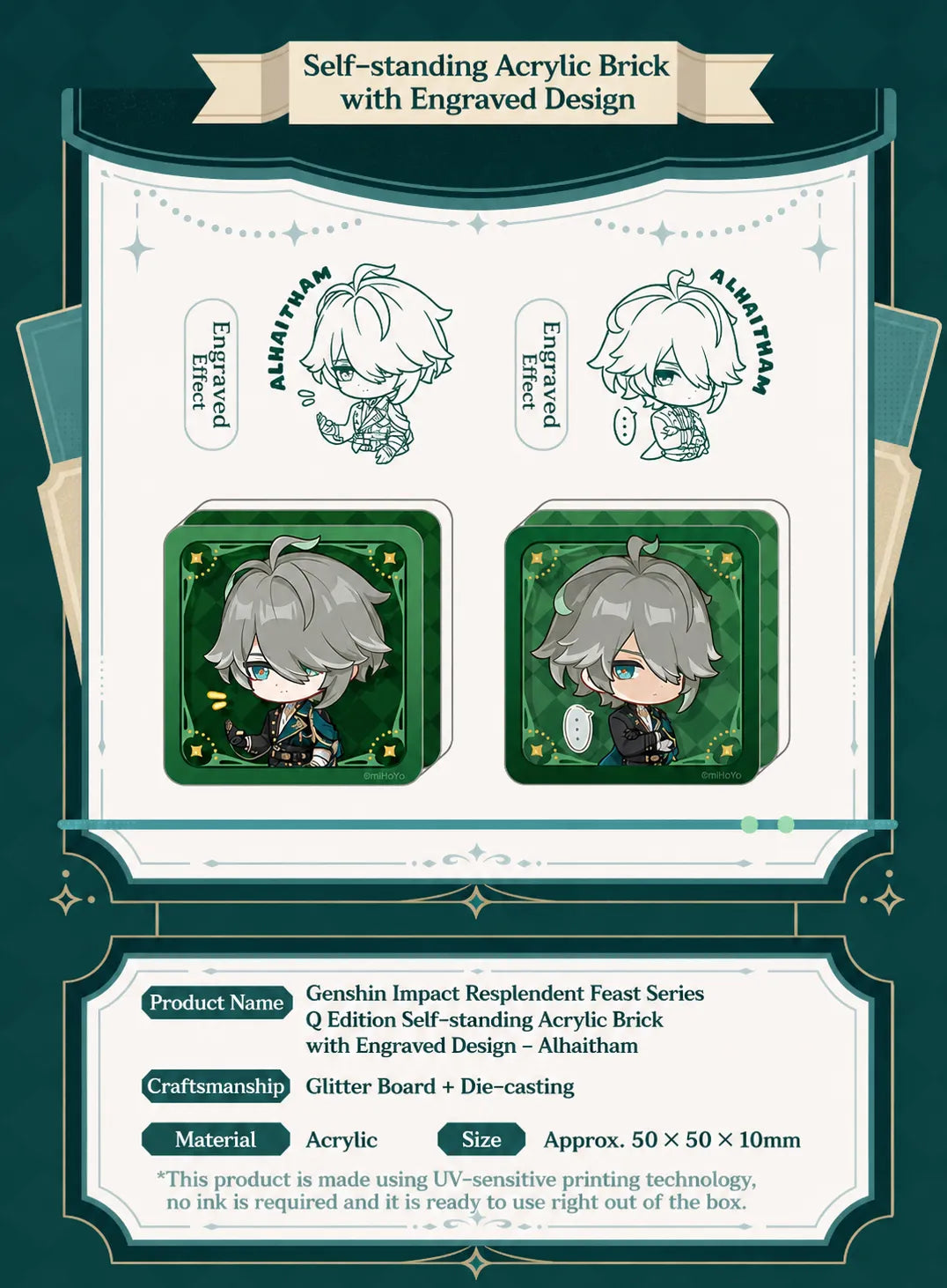 Genshin Impact Alhaitham Resplendent Feast chibi magnetic bottle-cap badge collectible set
