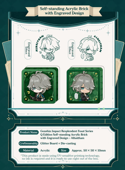 Genshin Impact Alhaitham Resplendent Feast chibi magnetic bottle-cap badge collectible set
