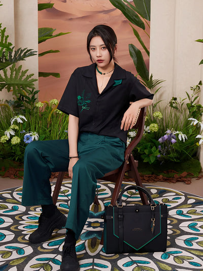Alhaitham short sleeve shirt full body outfit styling with pants modern casual look