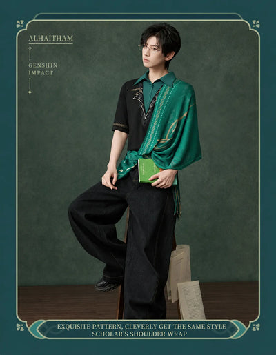 Genshin Impact Alhaitham emerald shoulder scarf product display