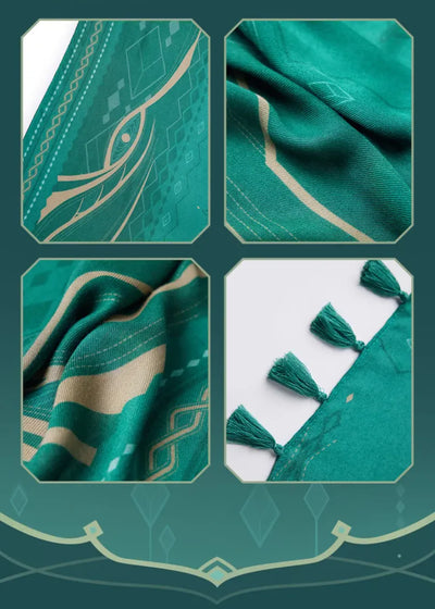 Genshin Impact Alhaitham shoulder scarf fabric and pattern details