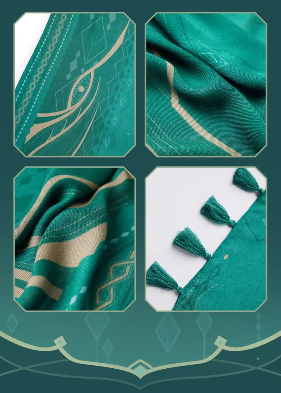 Genshin Impact Alhaitham shoulder scarf fabric and pattern details