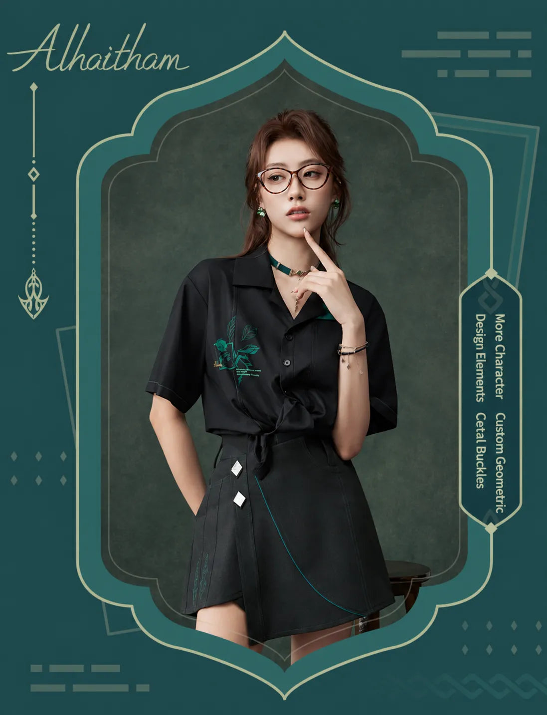Alhaitham Impression Series skort high-waisted back design and pockets