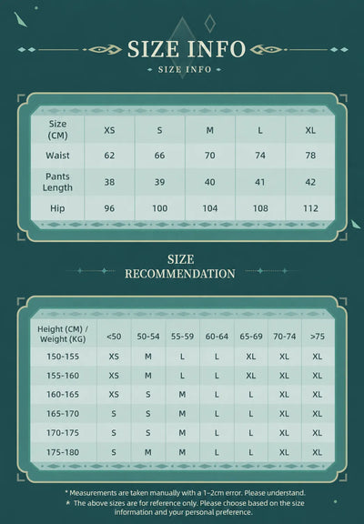Genshin Impact Alhaitham Impression Series skort size guide