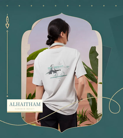 Alhaitham t shirt deep green color worn casual daily outfit look