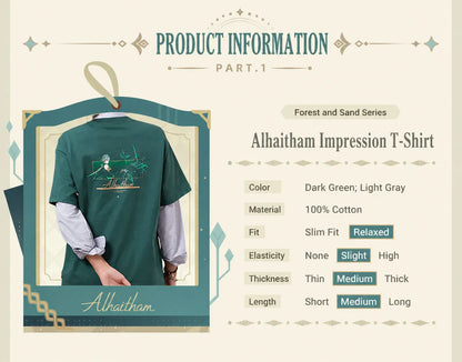 Alhaitham t shirt chest logo embroidery detail close up stitching