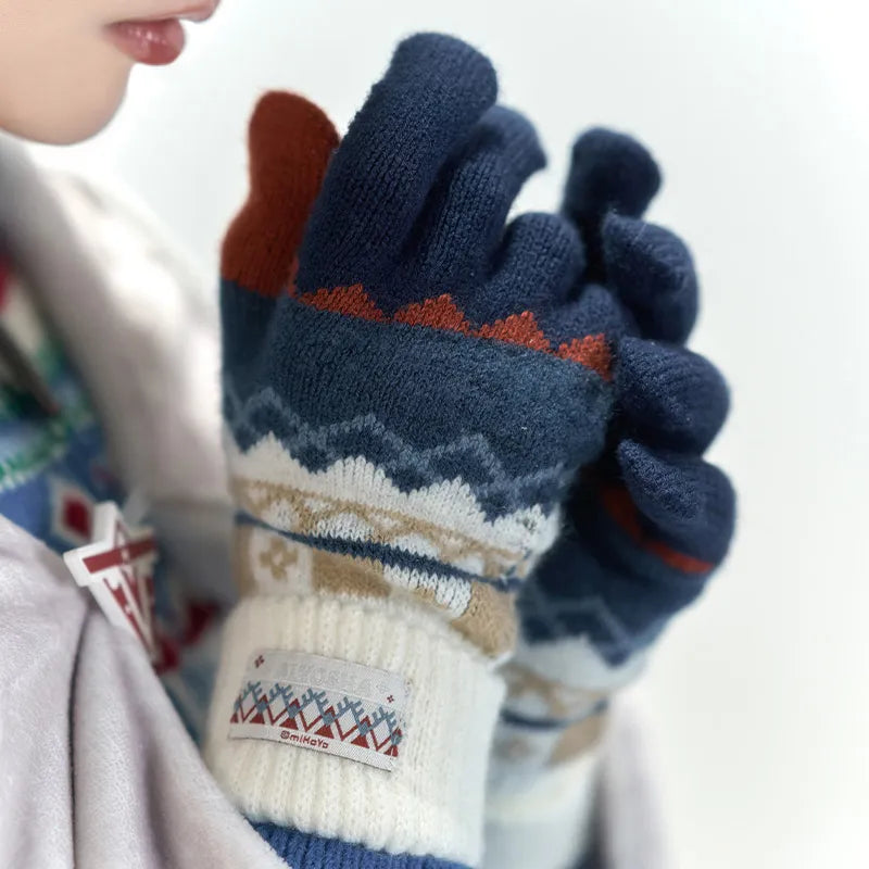 Alyosha themed hooded cape and knitted gloves with winter character details