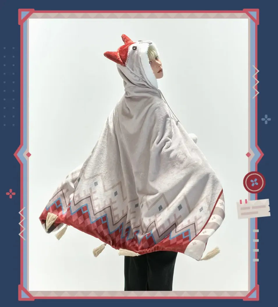Alyosha themed hooded cape shown from the front and back