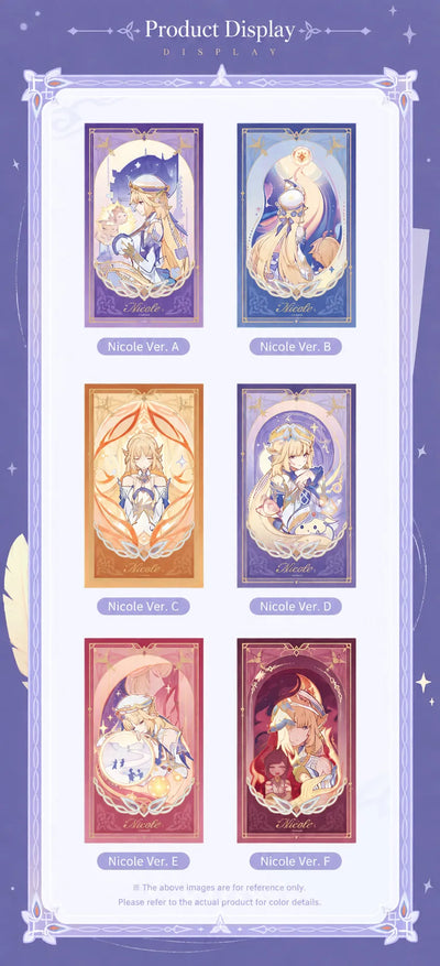 Six Nicole holographic card designs from the An Angel's Duties Series