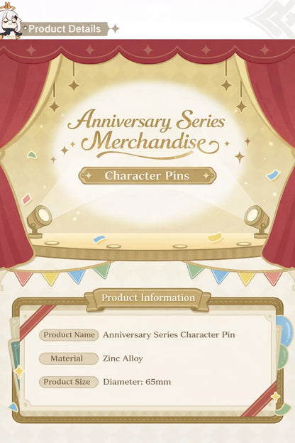 Genshin Impact anniversary badge design details with colorful artwork and refined finish