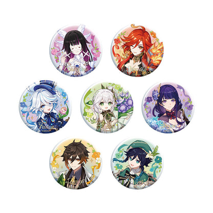 Genshin Impact anniversary character badge full lineup including Venti Zhongli Raiden Shogun Nahida Furina