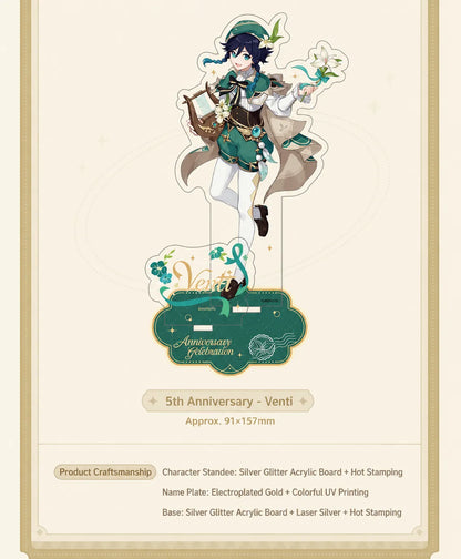 Genshin anniversary collectible standees featuring premium acrylic craftsmanship and themed character designs
