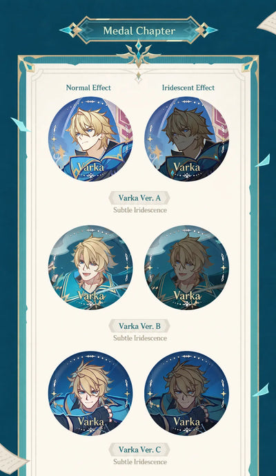 Genshin Impact Another Prologue Varka Badge Ver. A–E Designs