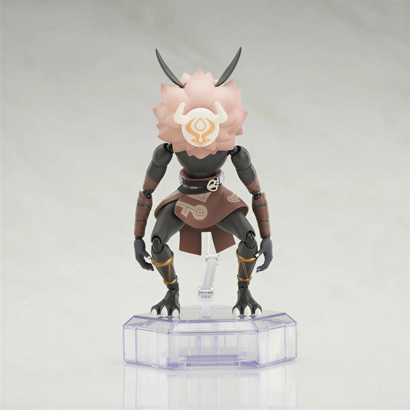 Genshin Impact Hilichurl figure display scene with campfire environment