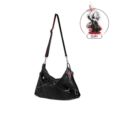 Genshin Impact Arlecchino black crossbody bag on white background