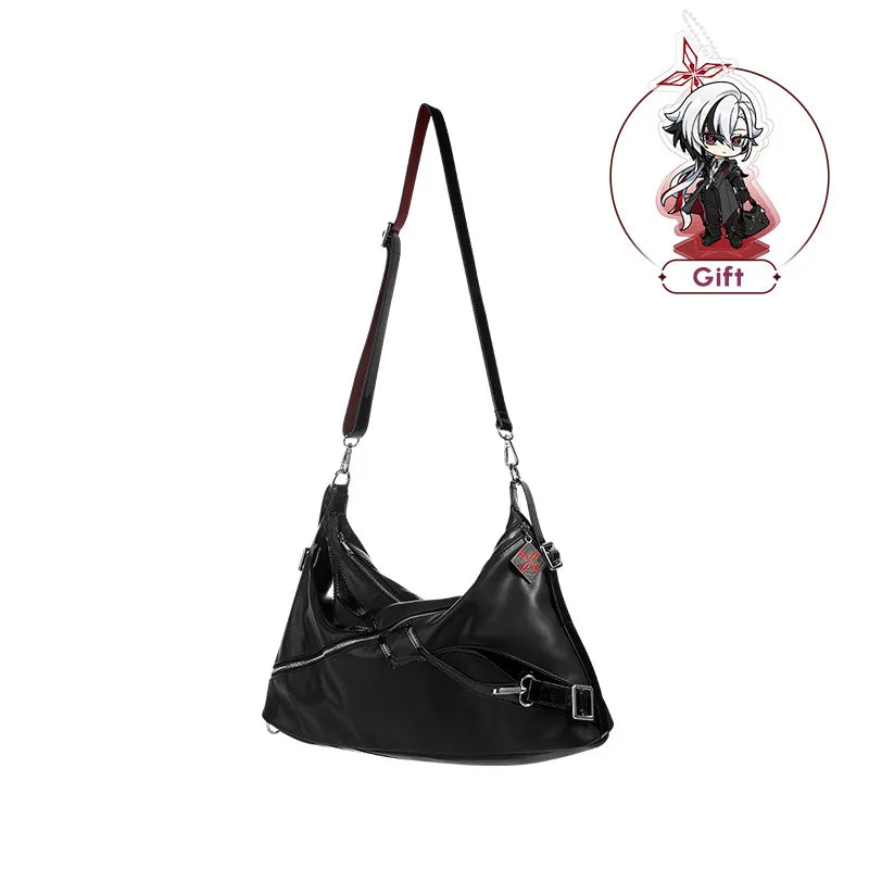 Genshin Impact Arlecchino black crossbody bag on white background