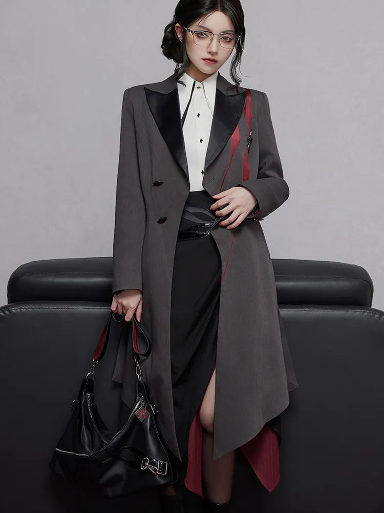 Arlecchino themed black crossbody bag with red accent strap