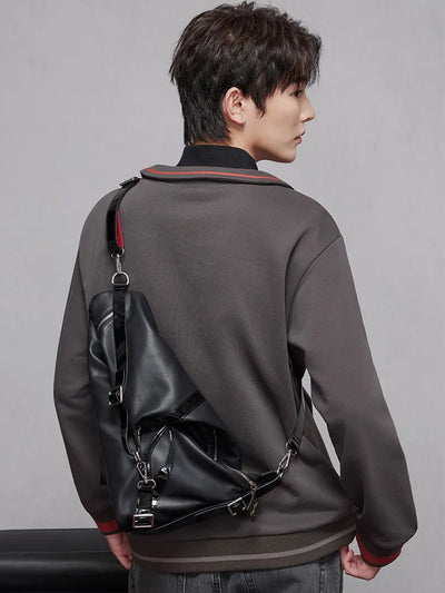 Arlecchino black shoulder bag with adjustable strap