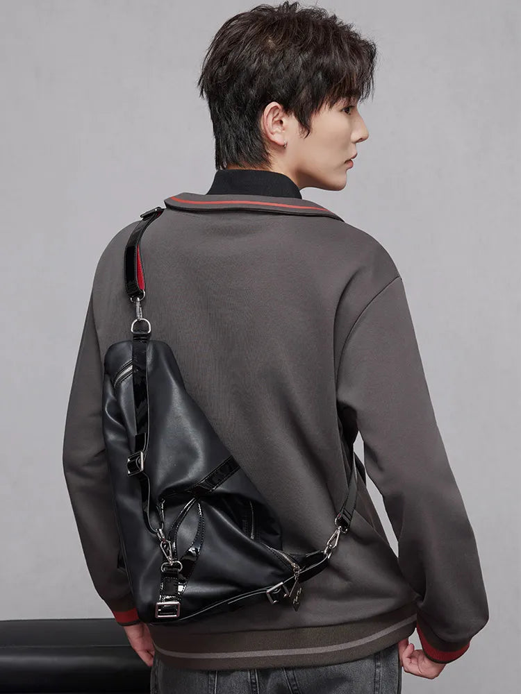 Arlecchino black shoulder bag with adjustable strap