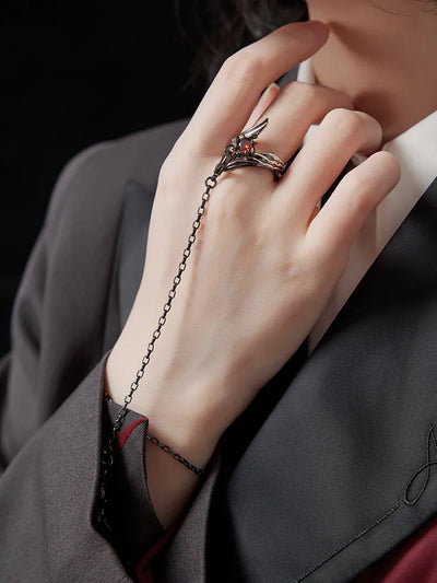 Genshin Impact Arlecchino necklace and ring set