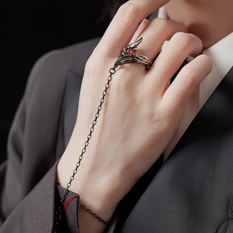 Arlecchino ring with coordinating necklace chain