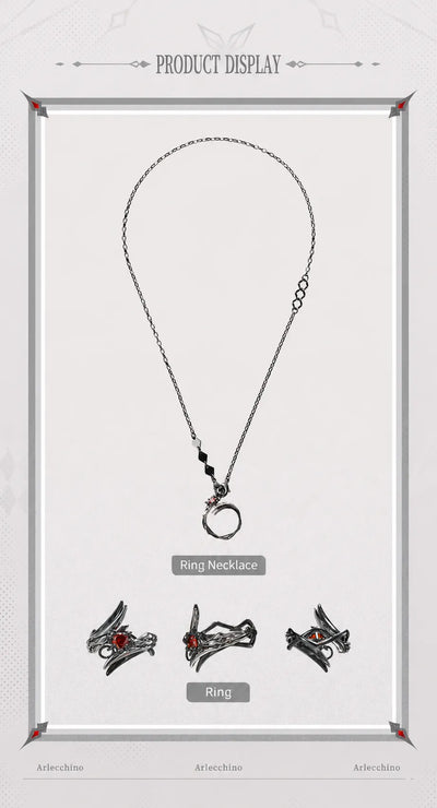 Arlecchino necklace and ring product display