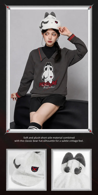Genshin Impact Arlecchino plush beret worn by female model
