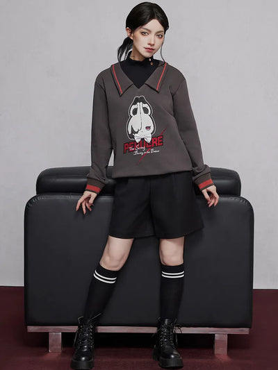 Genshin Impact Arlecchino themed layered sweatshirt full outfit display