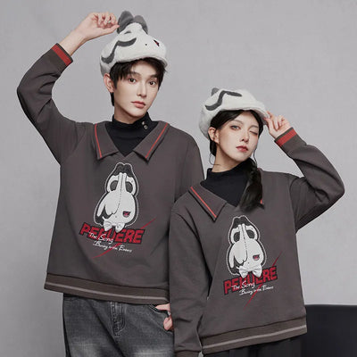 Genshin Impact Arlecchino themed layered sweatshirt casual styling display