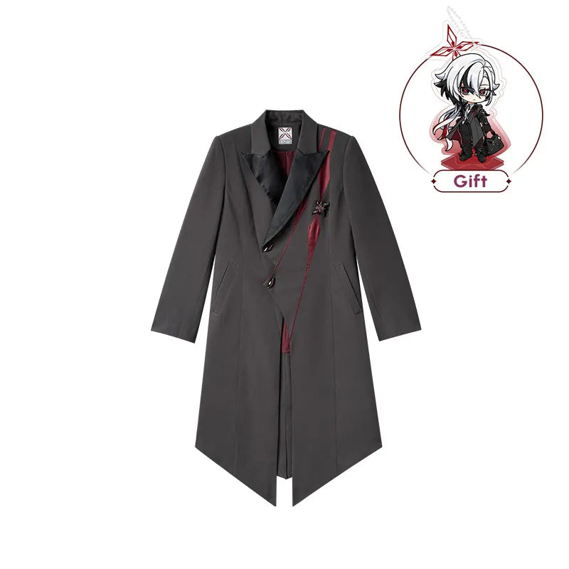 Genshin Impact Arlecchino themed long coat on white background