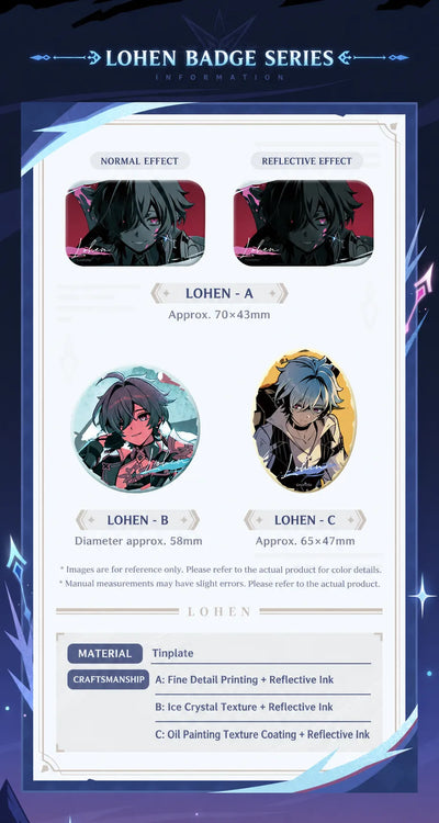 Lohen badge designs with normal and reflective effects