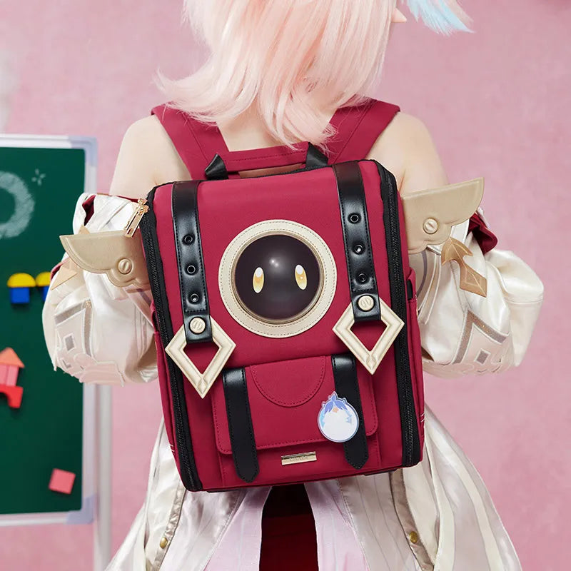 Linnea backpack with character-themed details and decorative front design