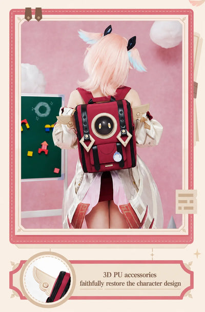 Side view of Linnea backpack with detachable front display compartment