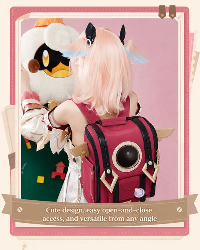 Close-up of Augur of Wonders Linnea backpack decorative details and hardware