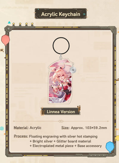 Linnea acrylic keychain design and details from the Genshin Impact Augured Homecoming Series