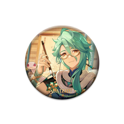 Genshin Impact Baizhu character badge anime collectible pin