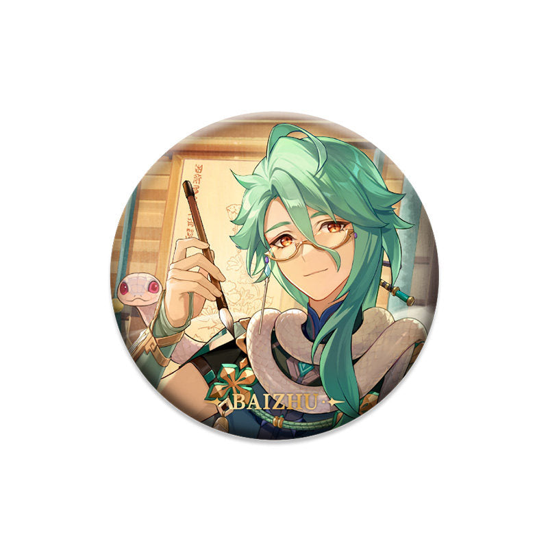 Genshin Impact Baizhu character badge anime collectible pin