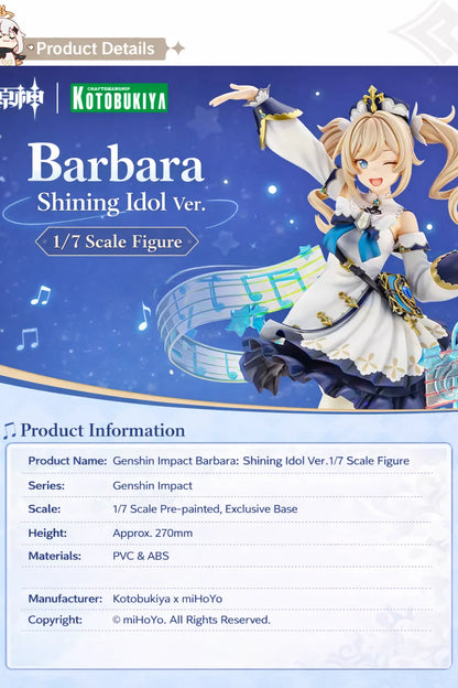 Genshin Impact Barbara Shining Idol Ver. 1/7 scale figure product information specifications and materials