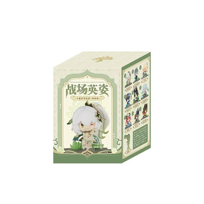 Genshin blind box figure featuring Tighnari Cyno Nahida Faruzan Wanderer Alhaitham Dehya and Kaveh chibi designs