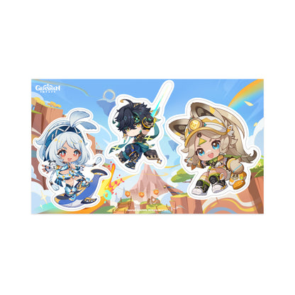 Genshin Impact Blaze to Natlan Series chibi fridge sticker detail featuring colorful character artwork