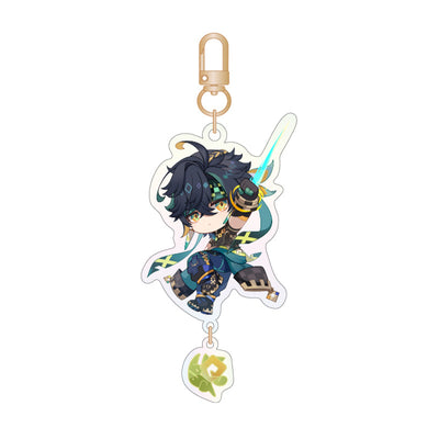 Genshin Impact Blaze to Natlan Series chibi Kinich acrylic keychain with dynamic character artwork