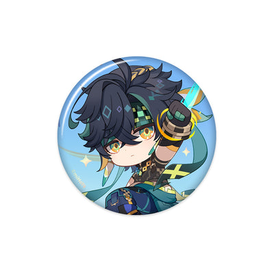 Genshin Impact Blaze to Natlan Series chibi Kinich character badge with playful Natlan themed artwork