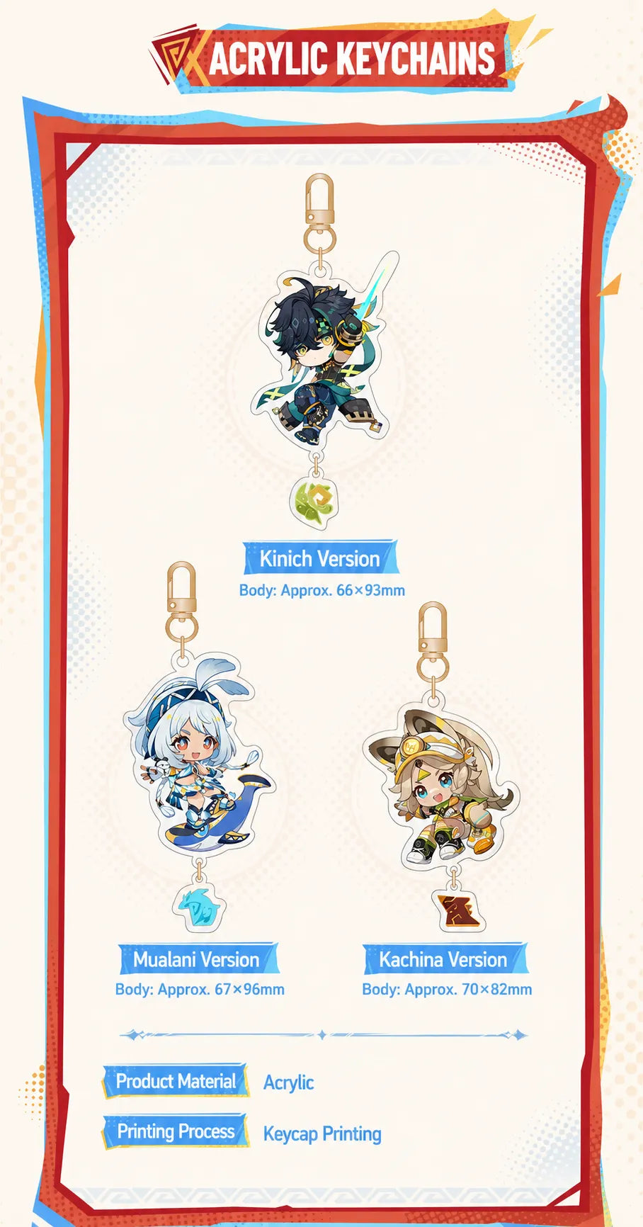Genshin Impact Blaze to Natlan Series chibi Kinich acrylic keychain detail display