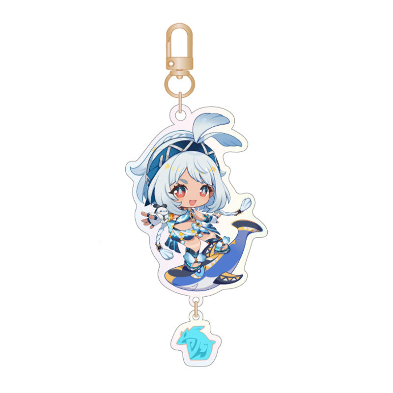 Genshin Impact Blaze to Natlan Series chibi Mualani acrylic keychain featuring cute ocean themed artwork